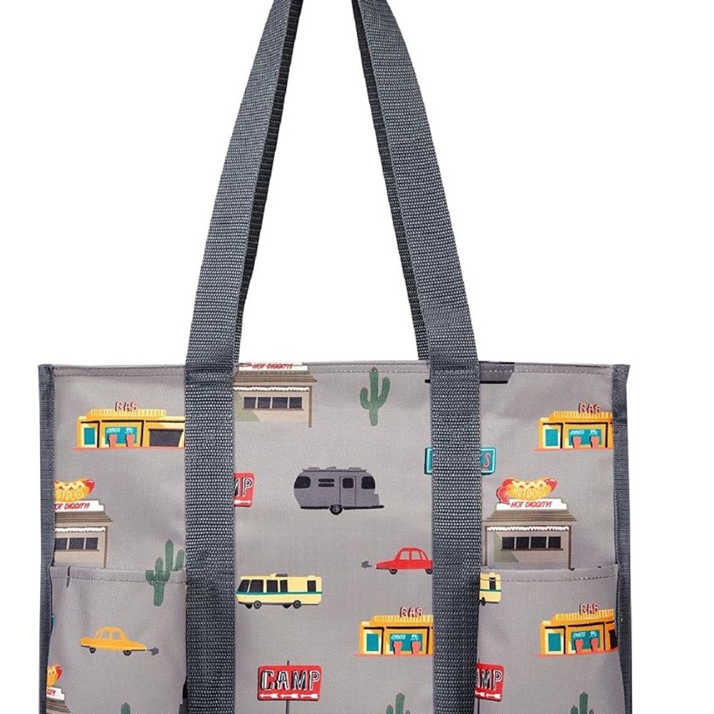 Thirty-One Zip-Top Organizing Utility Tote Cactus Campers - NWT